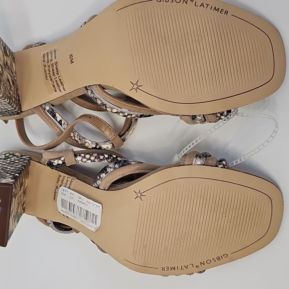 Gibson Latimer Soft Sheep Leather Reptile Print Block Heel Strappy Sandals Sz:10 - Picture 5 of 13